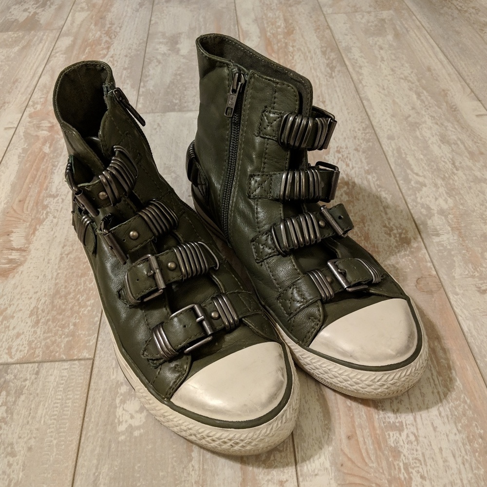 Ash High top leather sneakers in military green